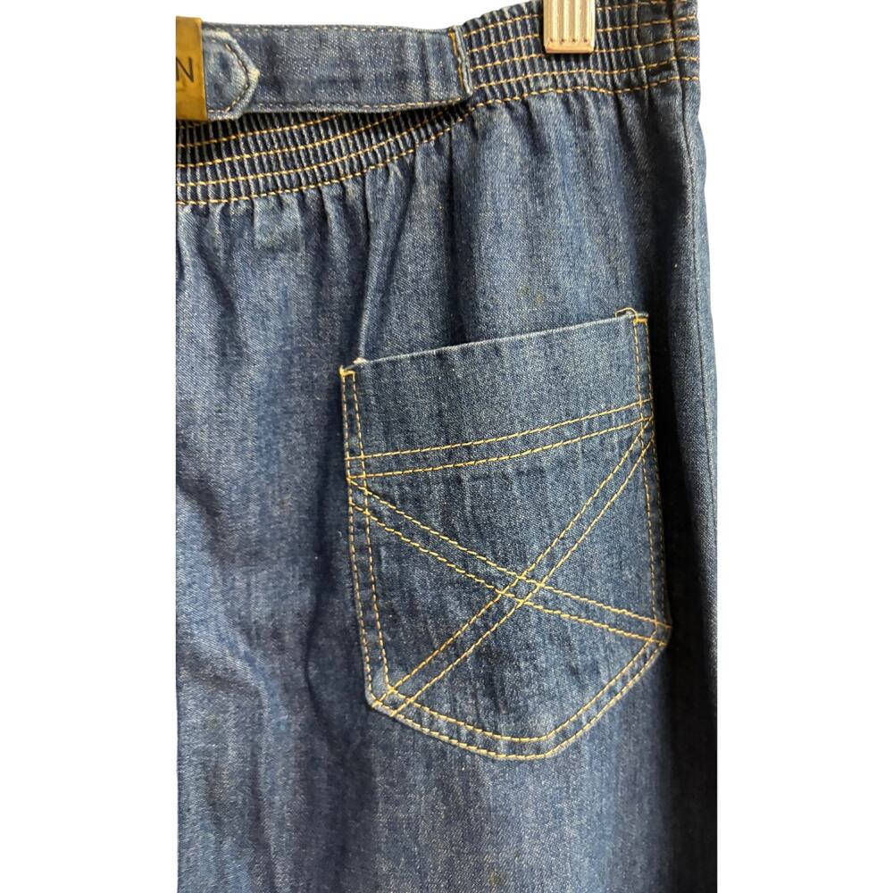Vintage Sasson Denim Skirt Women Size 5 6 USA Made Elastic Waist A-Line Vintage - Picture 3 of 10